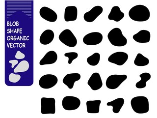 Blob shape organic, vector illustration set. Collection from abstract forms for design and paint. Liquid silhouette drop in modern style. Basic stains isolated elements, vector design