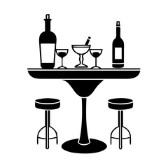 bar table icon, bar table line art - simple line art of bar table, perfect for bar table logos and icons
