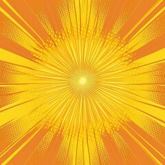 Vibrant Yellow and Orange Comic Book Style Background with Halftone Dots and Dynamic Zoom Lines for Retro Pop Art Design and Action-Themed Visuals