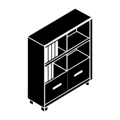 bookshelf with cabinet icon, bookshelf with cabinet line art - simple line art of bookshelf with cabinet, perfect for bookshelf with cabinet logos and icons