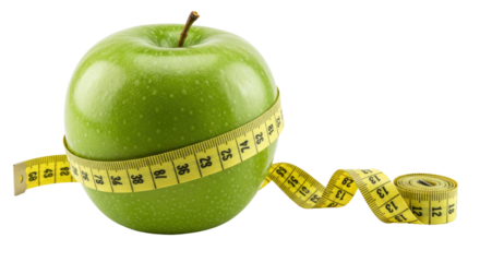 Isolated Green Apple with Measuring Tape
