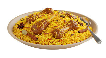 Delicious yellow rice dish with flavorful chicken pieces and spices made for a satisfying meal