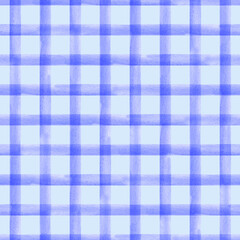 Hand painted watercolor lavender striped on blue background. Stripe seamless pattern. For fabric, sketchbook, wallpaper, wrapping paper. bags, cards, banner. Stripes checkered illustration textile.