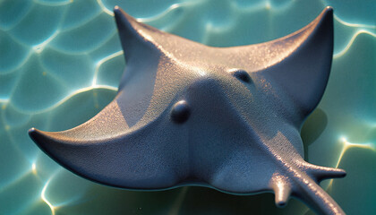 Stingray swimming gracefully in clear blue water  