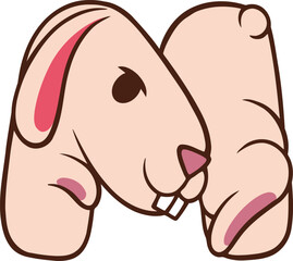 Rabbit Letter Vector Element Alphabet M