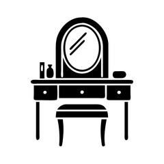 dressing table icon, dressing table line art - simple line art of dressing table, perfect for dressing table logos and icons
