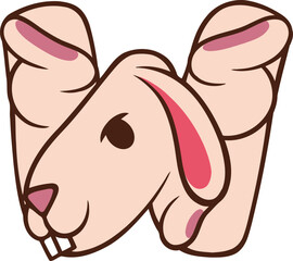 Rabbit Letter Vector Element Alphabet W