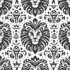 Black and White Seamless Floral Pattern