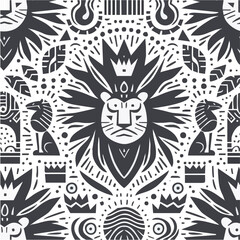 Fototapeta premium Seamless pattern of birds and flowers