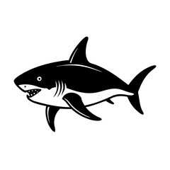 great white shark icon, great white shark line art - simple line art of great white shark, perfect for great white shark logos and icons