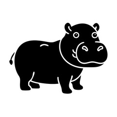 hippo icon, hippo line art - simple line art of hippo, perfect for hippo logos and icons