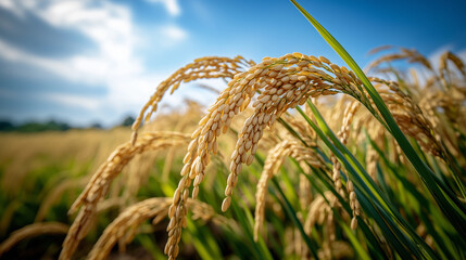 Champs de riz en lumière naturelle