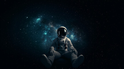 Casque d’astronaute face au vide étoilé