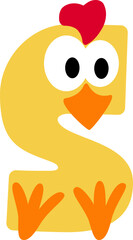 Chick Letter Vector Element Alphabet U