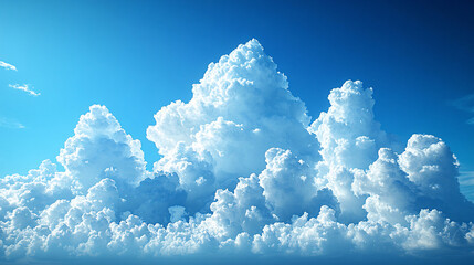 Radiant Skies: A Bright Sun Shining Over Fluffy White Clouds Against a Clear Blue Background