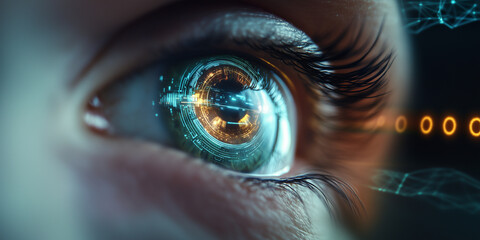 Œil futuriste avec lentille digitale