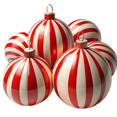 Red and White Striped Christmas Ornaments Festive Holiday Decorations