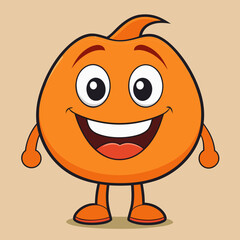 Smiling Orange Character Vector – Cheerful Fruit Illustration for T-Shirt Print