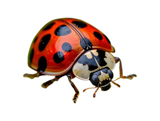 Naklejka premium A close-up macro shot of a ladybug isolated on white background