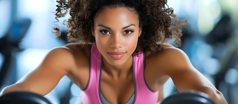 Woman Doing Cardio Exercises on a Stationary Bike at the Gym