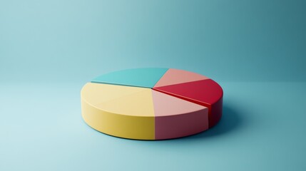 Obraz premium A visually striking D pie chart with segments that appear to float above a sleek surface, representing different data categories, creating a modern aesthetic.