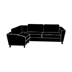 sectional sofa icon, sectional sofa line art - simple line art of sectional sofa, perfect for sectional sofa logos and icons