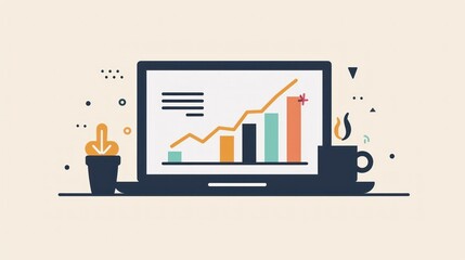 A flat design laptop computer icon with a minimalist aesthetic.