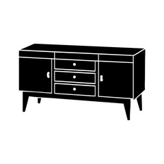 sideboard icon, sideboard line art - simple line art of sideboard, perfect for sideboard logos and icons