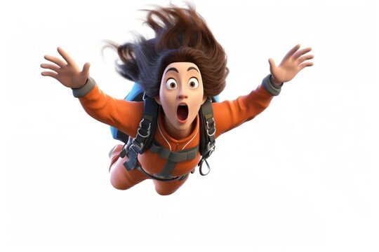 Cartoon white background exhilaration parachuting.
