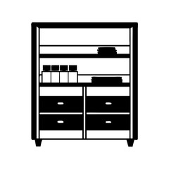 storage cabinet icon, storage cabinet line art - simple line art of storage cabinet, perfect for storage cabinet logos and icons