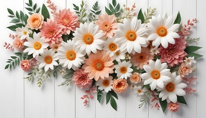 Obraz premium Bouquet of flowers with a white background