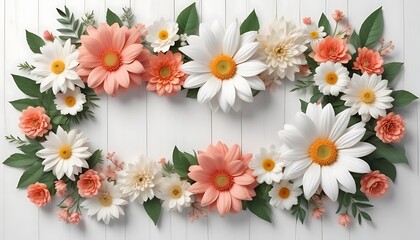 Fototapeta premium White and pink flower arrangement with a white and pink background
