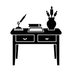 writing desk icon, writing desk line art - simple line art of writing desk, perfect for writing desk logos and icons