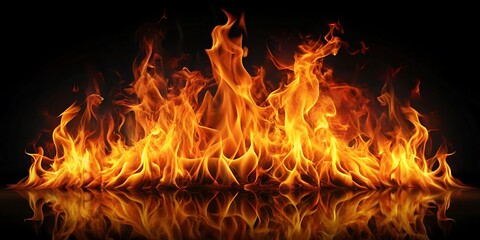 Large fire with flames reaching up to the sky