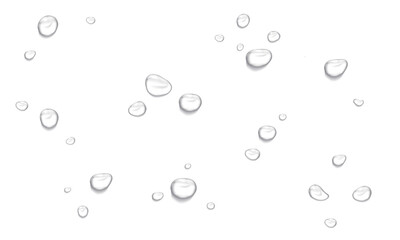 Realistic water drops. PNG drops, condensation on the window, transparent water drop. Abstract water drops, bubbles on transparent background, digital liquid design, Stock royalty free.