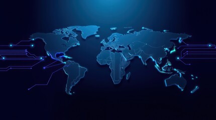 Obraz premium Global digital network map.