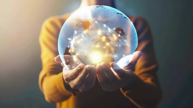Businessman hold circle of network structure HR Human resources. Business leadership concept. Management and recruitment. Social network. Different person, business, leader