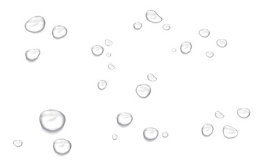 Realistic water drops. PNG drops, condensation on the window, transparent water drop. Abstract water drops, bubbles on transparent background, digital liquid design, Stock royalty free.