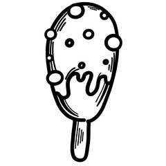 Ice cream chocolate cartoon line art
