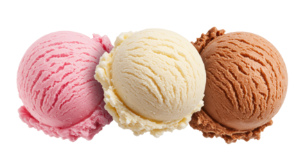 Isolated Three Scoops of Ice Cream