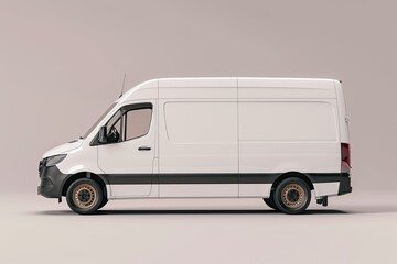 Fototapeta premium Sharp Image of White Van From Left Side View