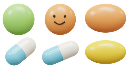 Isolated Assorted Pills and Capsules