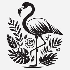 Vector flat flamingo silhouette stock illustration