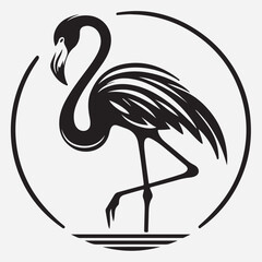 Vector flat flamingo silhouette stock illustration