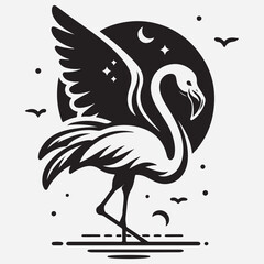 Vector flat flamingo silhouette stock illustration