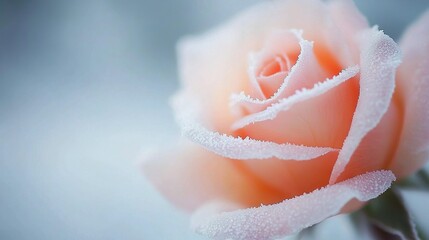 Fototapeta premium A close-up of a pink rose with droplets of water on its petals and a blurry background