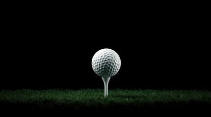 Golf ball on tee in dark.