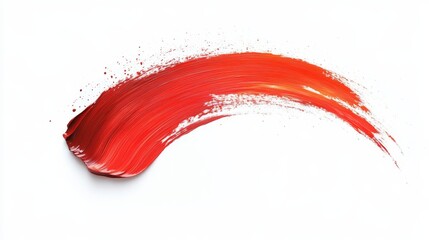 Red Brush Strokes of Oil Paint Isolated on White Background, Art Texture Illustration.