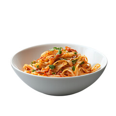 A delicious bowl of Kimchi garnished with herbs, showcasing vibrant colors and inviting presentation. isolated on white background and transparent background
