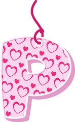 Hanging Love Letter Vector Element Alphabet P
